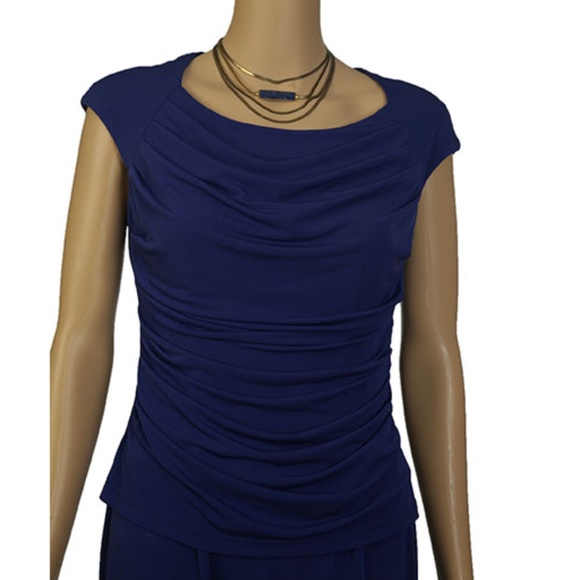 Petite Women Connected Apparel Color Blueberry Sleeveless Dress 6P NEW - Picture 2 of 4